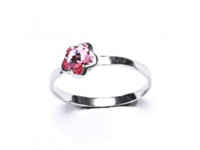 Stříbrný dětský prsten s krystalem Swarovski - kytička růžová