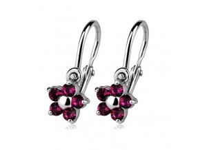 Dětské náušnice - stříbrné kytičky Fuchsia, Swarovski® elements 5 mm