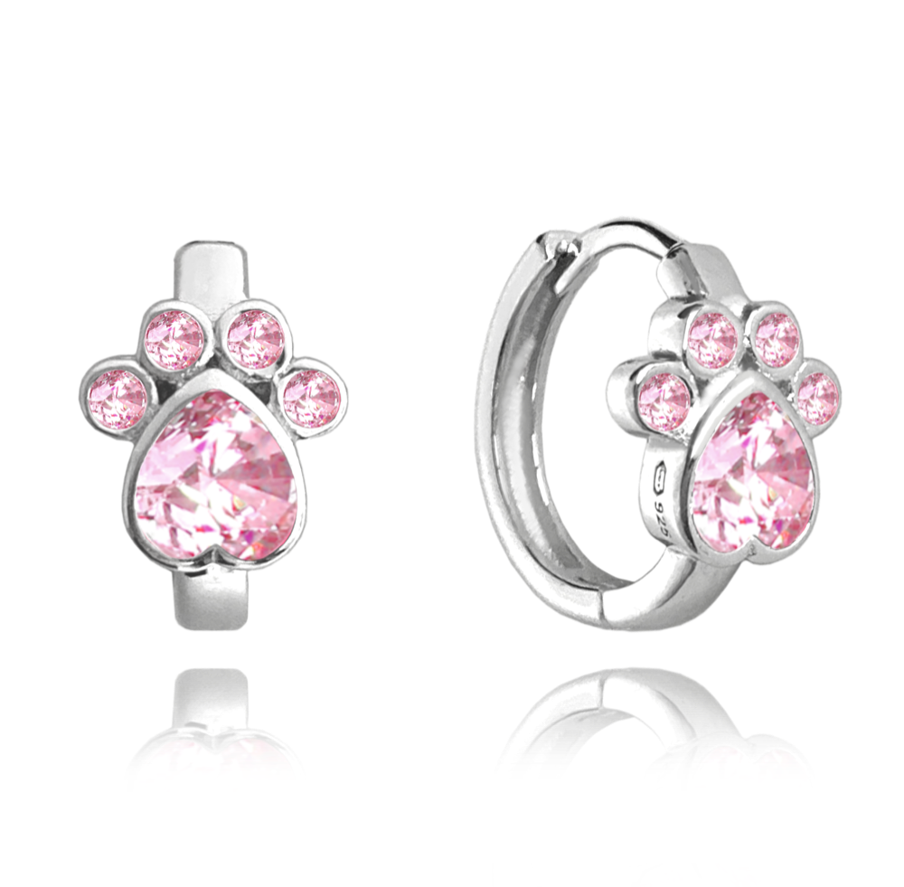 Dětské stříbrné kroužky s růžovou tlapkou
