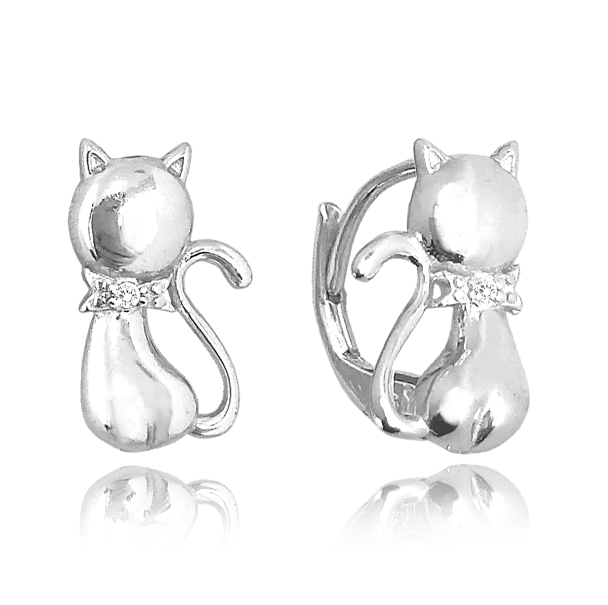 Dětské stříbrné náušnice - kočičky