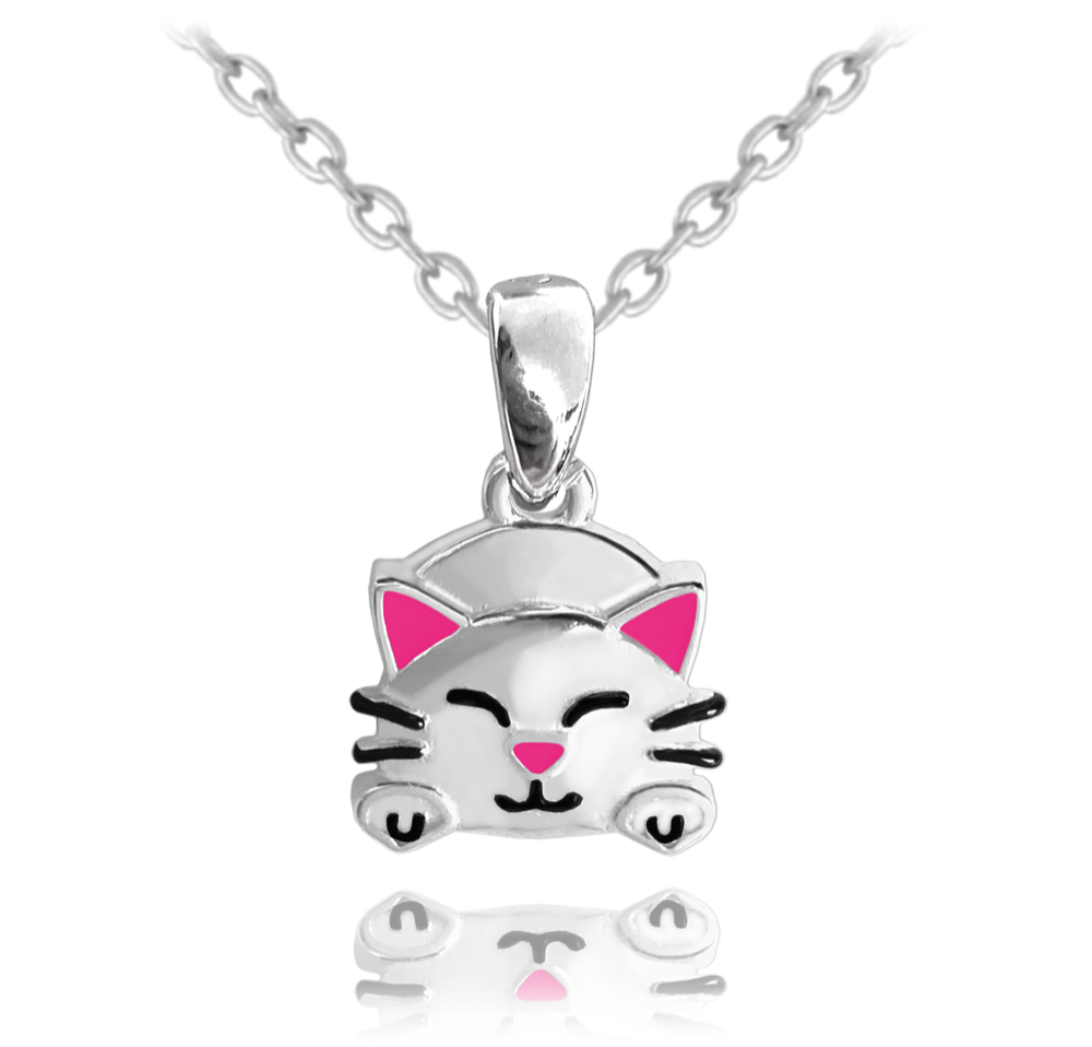 Dětský stříbrný náhrdelník s kočičkou