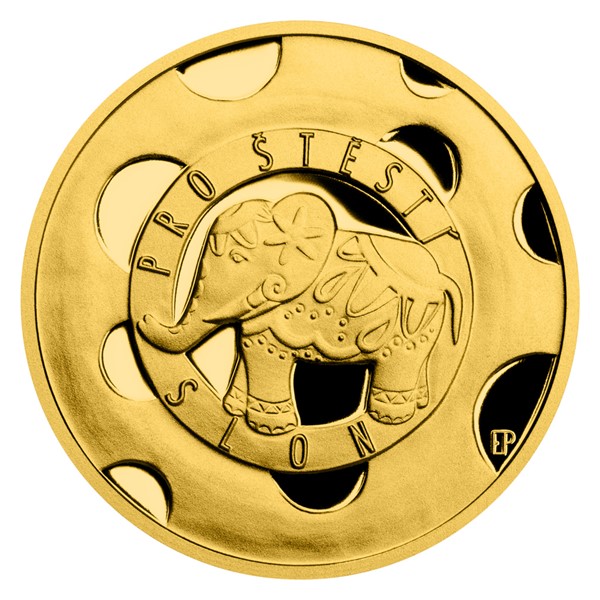 Česká mincovna Zlatá medaile Slon pro štěstí
