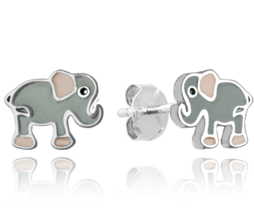 Stříbrné dětské náušnice - sloni