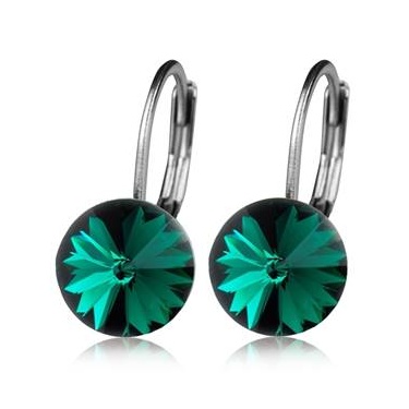 Dětské náušnice z chirurgické oceli - Emerald 8 mm