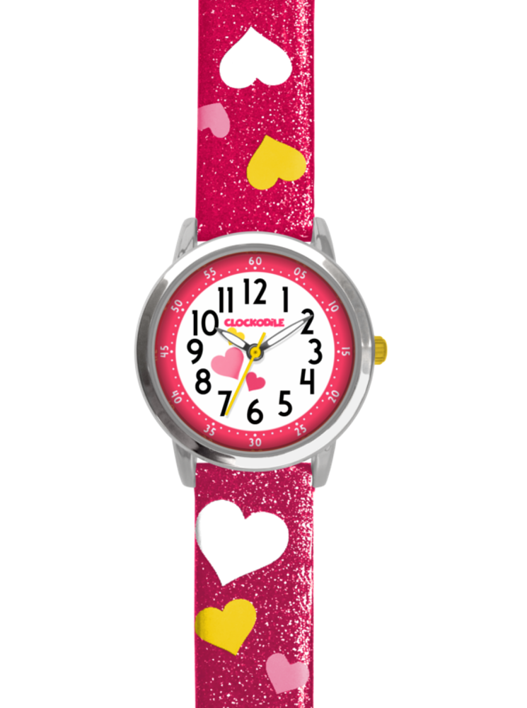 Dívčí hodinky růžové třpytivé se srdíčky CLOCKODILE HEARTS