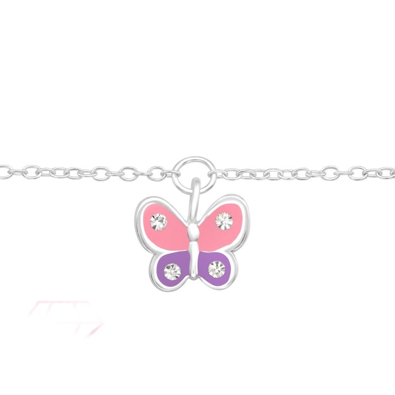 Dětský stříbrný náramek s motýlkem délka 13+4 cm