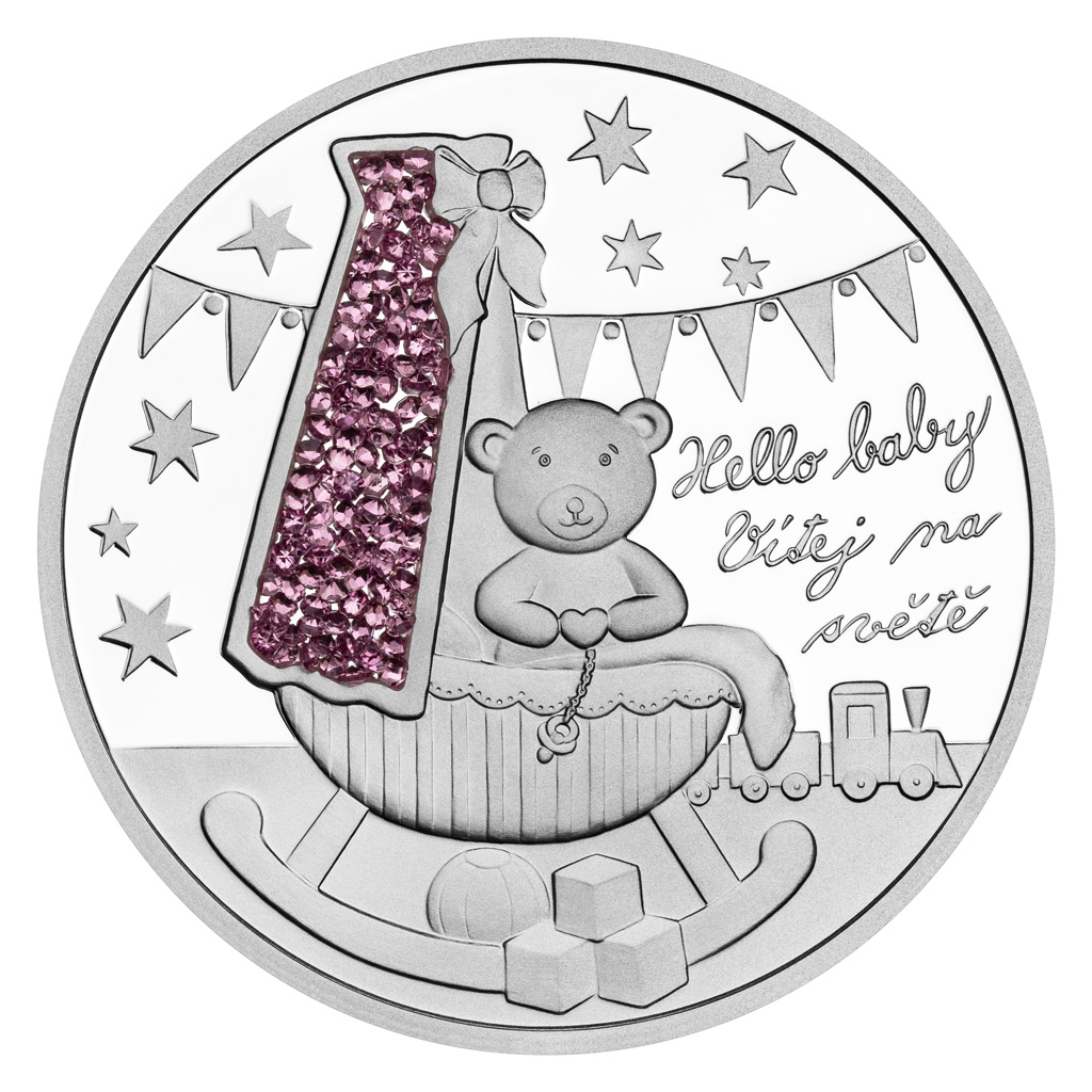 Stříbrná mince Crystal Coin - Vítej na světě