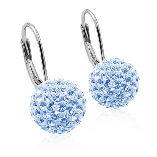 Dívčí stříbrné náušnice s krystaly Crystals from Swarovski® Light Blue