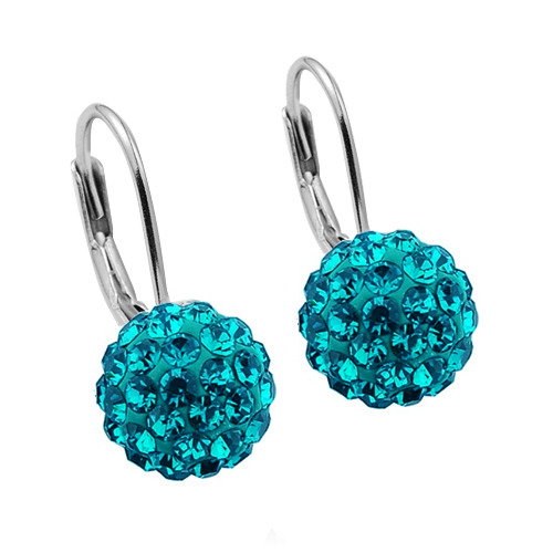 Dívčí stříbrné náušnice s krystaly Crystals from Swarovski® Blue