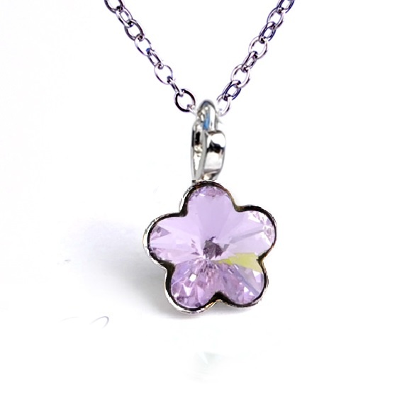 Dětský náhrdelník s krystaly Swarovski - fialová kytička