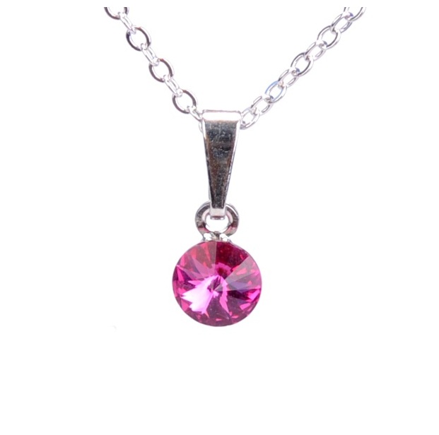 Dětský náhrdelník s krystaly Swarovski - tmavě růžové kolečko