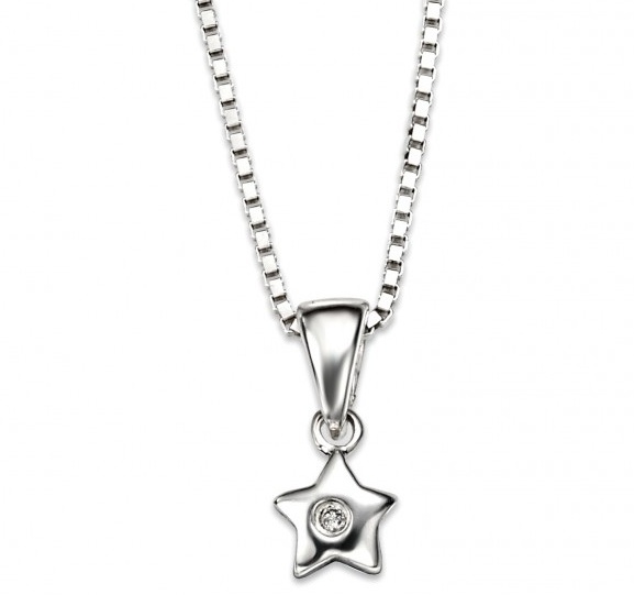 Stříbrný dětský náhrdelník s hvězdičkou - diamant