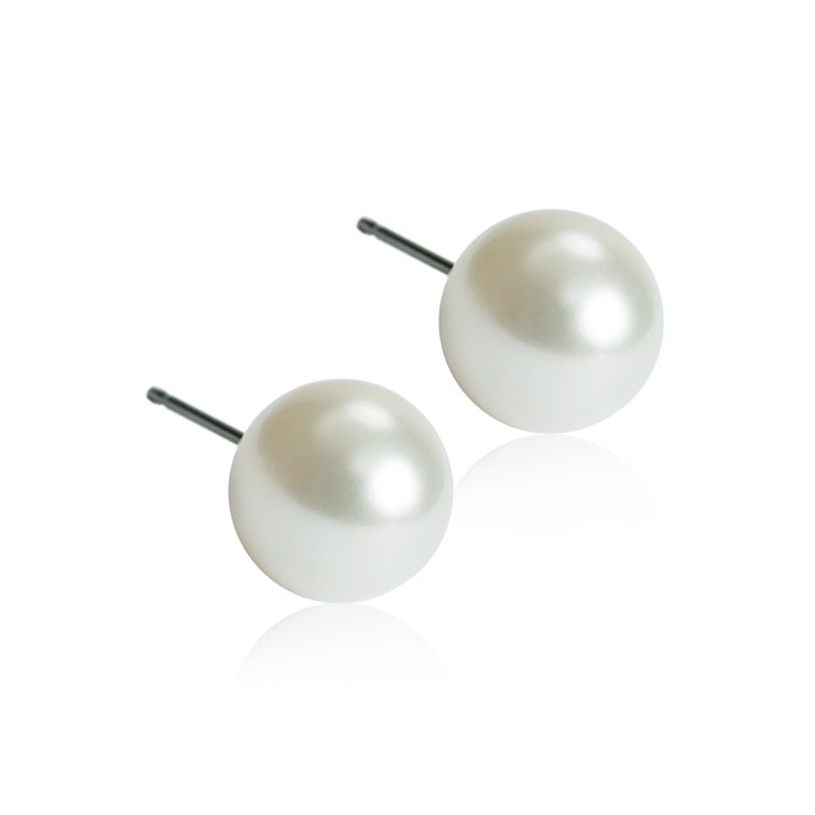 Dětské náušnice z lékařského titanu s bílou perlou Velikost: 4 mm