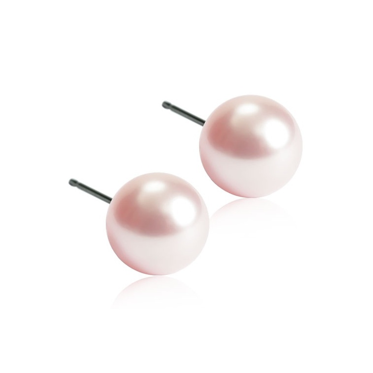 Dětské náušnice z lékařského titanu s růžovou perlou