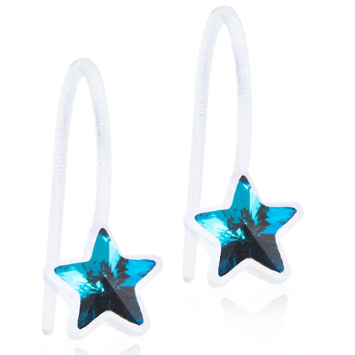 Dětské závěsné náušnice kytičky z lékařského plastu - modré hvězdičky