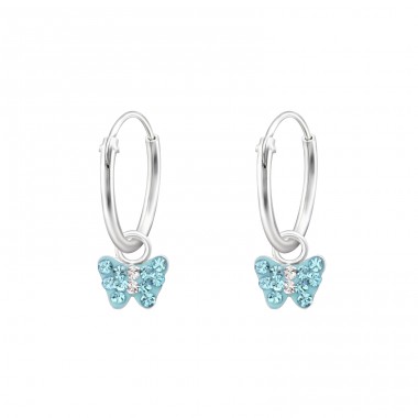 Dětské stříbrné kroužky s přívěskem - modrý motýlek