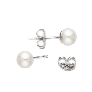 Stříbrné náušnice s bílou perličkou Rozměry: Velikost 3 mm