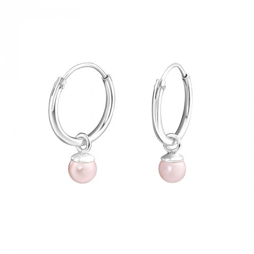 Dětské stříbrné kroužky s přívěskem - růžová perlička