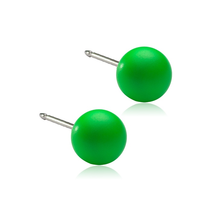 Dětské náušnice z lékařského titanu - perly jasně zelené