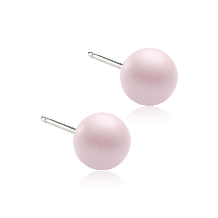 Dětské náušnice z lékařského titanu - perly pastelové světle růžové