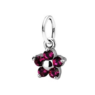 Dětský stříbrný přívěsek Swarovski® elements - tmavě růžová kytička