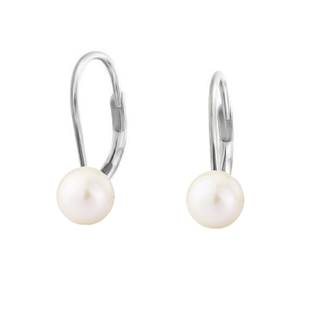 Dívčí stříbrné náušnice s bílou perlou