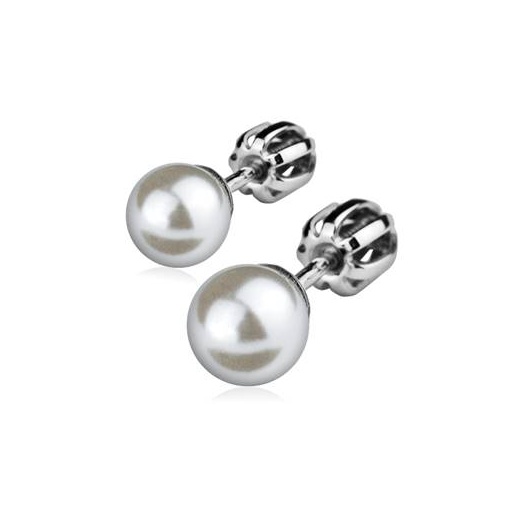Stříbrné náušnice s bílou perlou