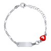 Dětský stříbrný náramek s červeným srdíčkem 12-15 cm
