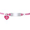 Dětský textilní náramek s růžovým srdíčkem 14-17 cm