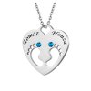 Náhrdelník pro maminku z chirurgické oceli - dětské nožičky v srdíčku s modrými krystaly Swarovski
