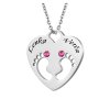 Náhrdelník pro maminku z chirurgické oceli - dětské nožičky v srdíčku s růžovými krystaly Swarovski