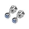 Dětské stříbrné náušnice šroubovací - modrý zirkon 3 mm