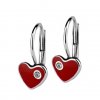 Dětské stříbrné náušnice - srdíčka červená 5x6 mm