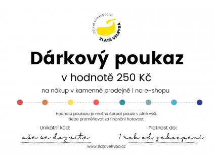 Dárkový poukaz 250 korun, www.zlatavelryba.cz