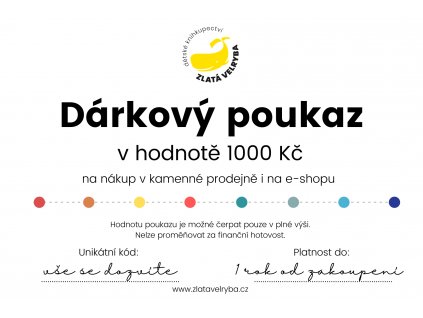 Dárkový poukaz 1000 korun, www.zlatavelryba.cz