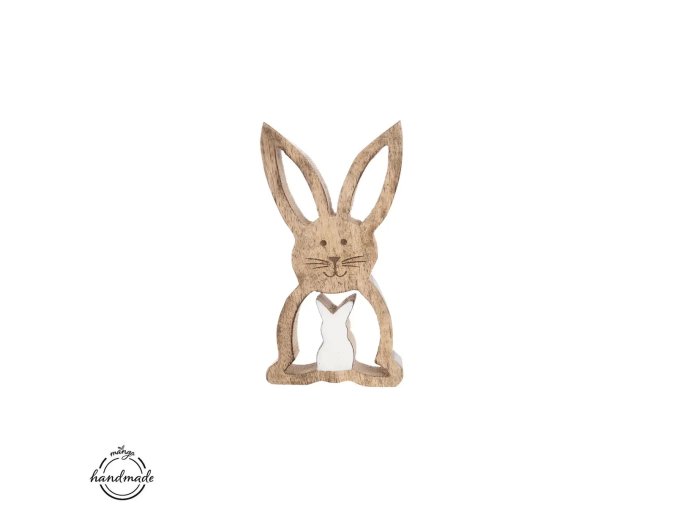 Zajíc dřevo MANGO dekorace v. 12 cm