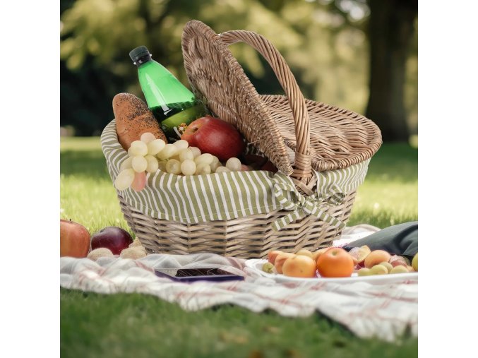 Koš proutí bavlna+PES piknik+víko