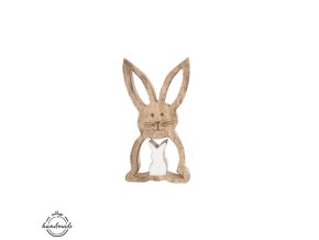 Zajíc dřevo MANGO dekorace v. 12 cm