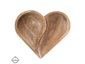 Miska dřevo MANGO srdce serv. dělená 30,5x26 cm