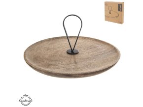 Podnos dřevo kov úchyt MANGO pr. 30 cm