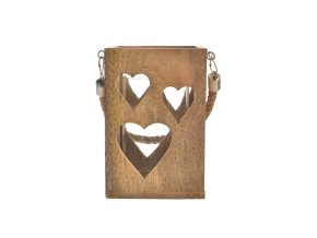 Svícen mango sklo srdce 14x14x20 cm