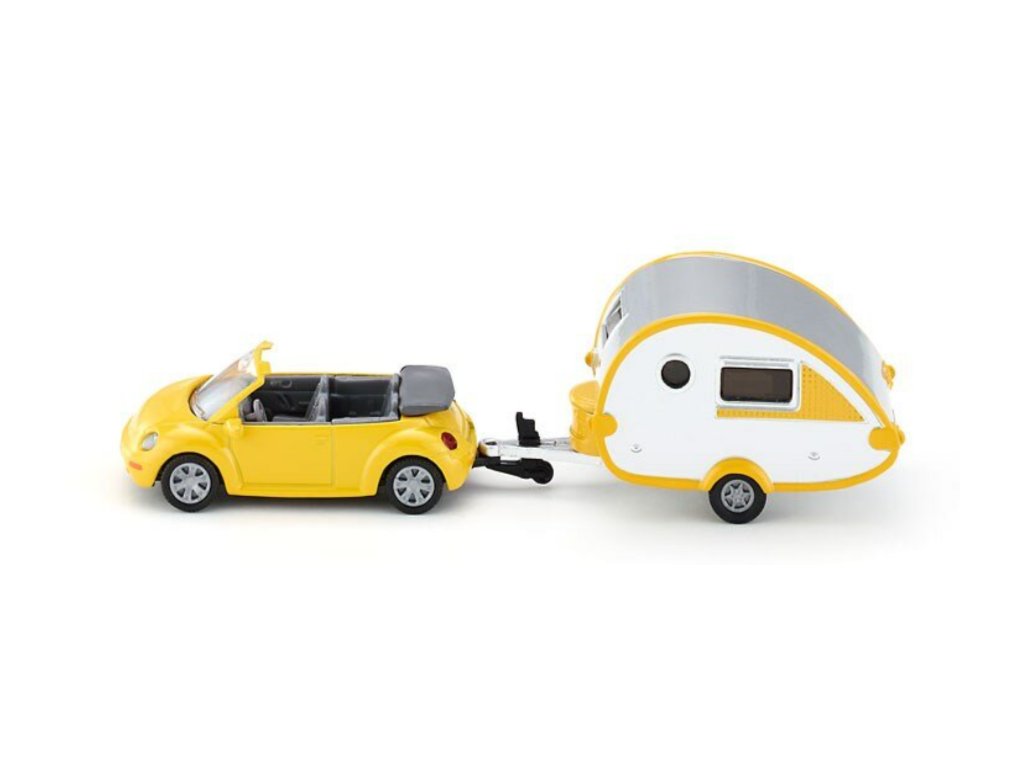 SIKU Blister 1629 - Osobní automobil VW Brouk s obytným přívěsem