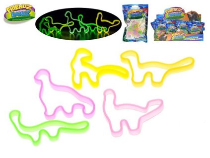 Náramek silikonový barevný Friendz Bandz dinosauři svítí ve tmě set 6ks