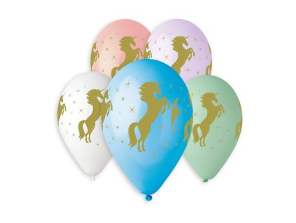 Kulatý latexový balónek 30cm Mix barev Jednorožec 5ks