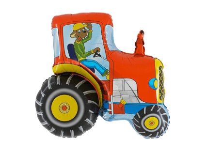 70 cm fóliový balónek - červený traktor