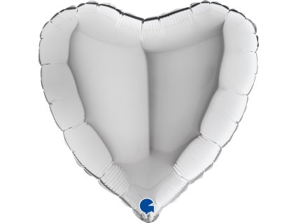 46cm fóliový balónek - srdce stříbrné