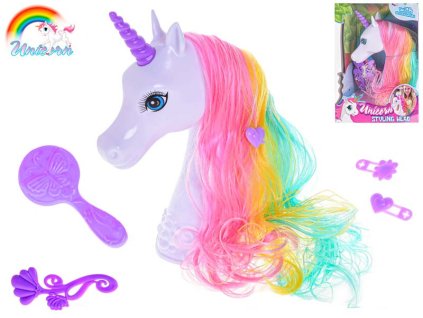 Unicorn česací hlava 20 cm s doplňky