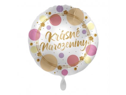 43 cm fóliový balónek kulatý - Krásné narozeniny zlatý nápis
