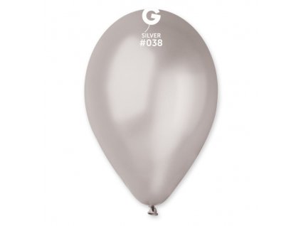 #038 Kulatý latexový balónek 26 cm - Metalická stříbrná