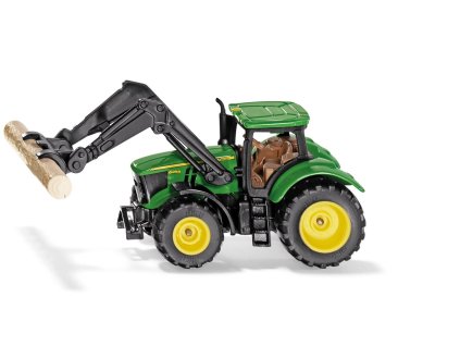 SIKU Blister - traktor John Deere s uchopovačem klád